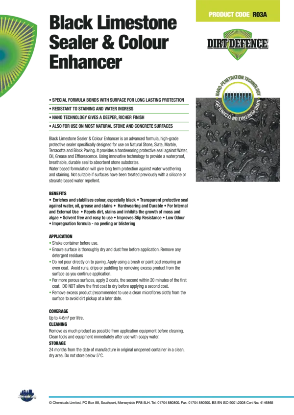 Black Limestone Sealer & Colour Enhancer Datasheet PDF 
